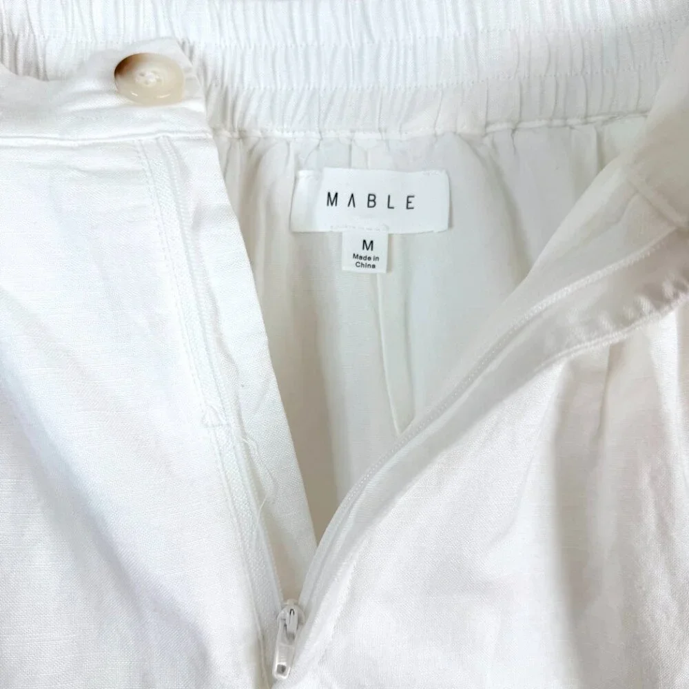 ANTHROPOLOGIE MABLE Aliya Linen Blend Pleated Coastal High Rise Lined Shorts M